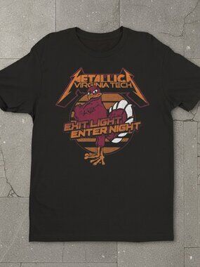Metallica Virginia Tech Graphic T-Shirt, Exit Light Enter Night Rock Tee